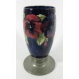 William Moorcroft for Liberty, a Pansy on blue Tudric pewter mounted vase
