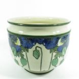 A Royal Doulton series ware blue poppy jardiniere, footed form, printed marks, 26cm diameter