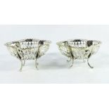 A pair of Edwardian silver reticulated bon bon dishes