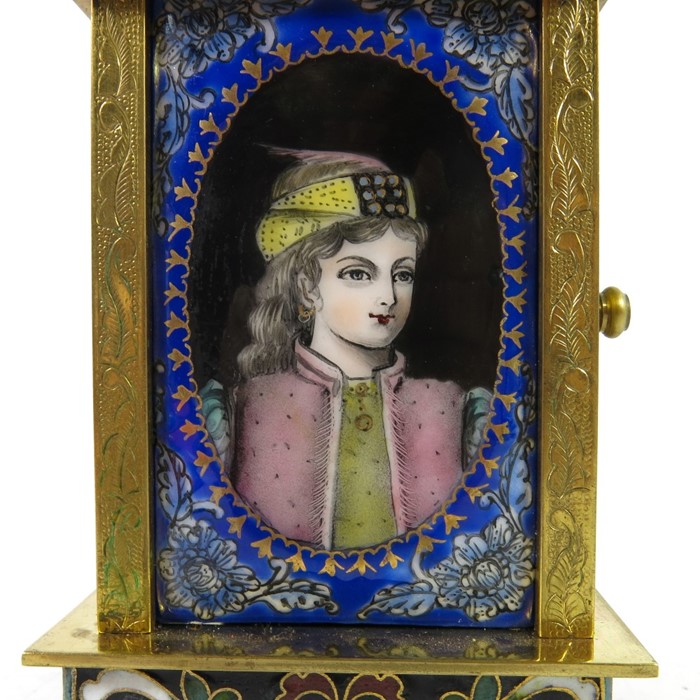 A gilt brass and enamelled mantle timepiece - Image 8 of 12