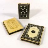Three 19th century card cases, including Dieppe carved ivory concertina