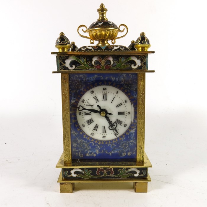 A gilt brass and enamelled mantle timepiece - Image 2 of 12