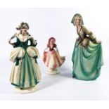 Three Katzhutte Hertwig figures of women in crinoline dresses