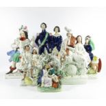 Six Staffordshire flatback figures, 19th century, including Princess Royal and Frederick of Prussia,