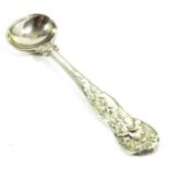 A 19th century silver salt spoon, Paul Storr overstruck with John Samuel Hunt (Hunt and Roskell)