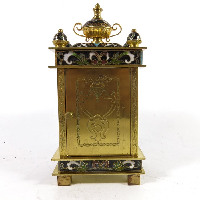 A gilt brass and enamelled mantle timepiece - Image 4 of 12