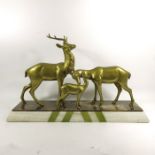 R Rochard, an Art Deco figure group of deer