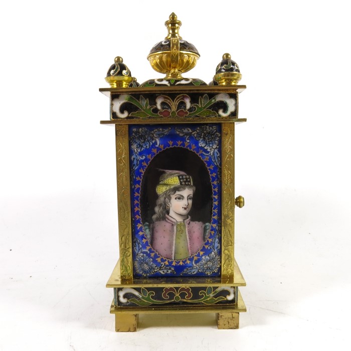A gilt brass and enamelled mantle timepiece - Image 3 of 12
