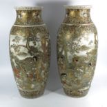 A pair of large Japanese Satsuma vases, Meiji