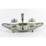 A Victorian silver ink stand, Z Barraclough & Sons