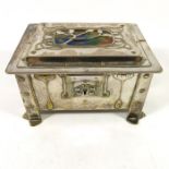 A Jugendstil silver plated and enamelled casket