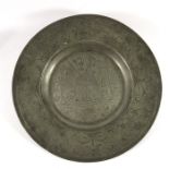 A William and Mary pewter broad rimmed dish