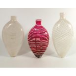 Three 19th century Nailsea glass flasks