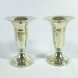 A pair of Elizabeth II silver dwarf trumpet vases