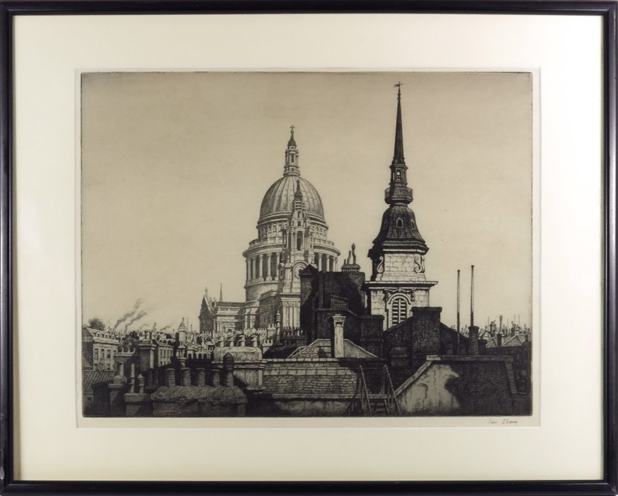 Ian Strang (1886-1952), Dome of St Paul's - Image 2 of 2