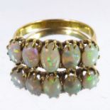 A five stone opal and gold ring