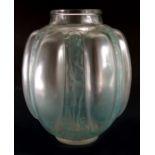 Rene Lalique, a Six Figurines et Masques glass vase
