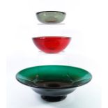 Sven Palmqvist for Orrefors, a smoky green glass Fuga bowl