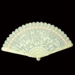 A magnificent and fine Chinese Canton export carved ivory brisé fan late 18th / early 19th century,