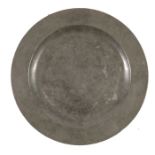 A George II pewter plain rimmed plate, William Lansdown, Bristol (Cotterell 2841)