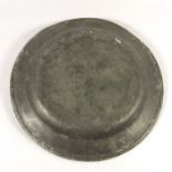 A George II pewter plain rimmed platter and plate, Stynt Duncombe of Bewdley (Cotterell 1466)