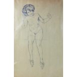 Raphael Kirchner (1876-1917), Nude Model in Stockings, pencil, 46cm x 30cm, mounted, provenance: fro