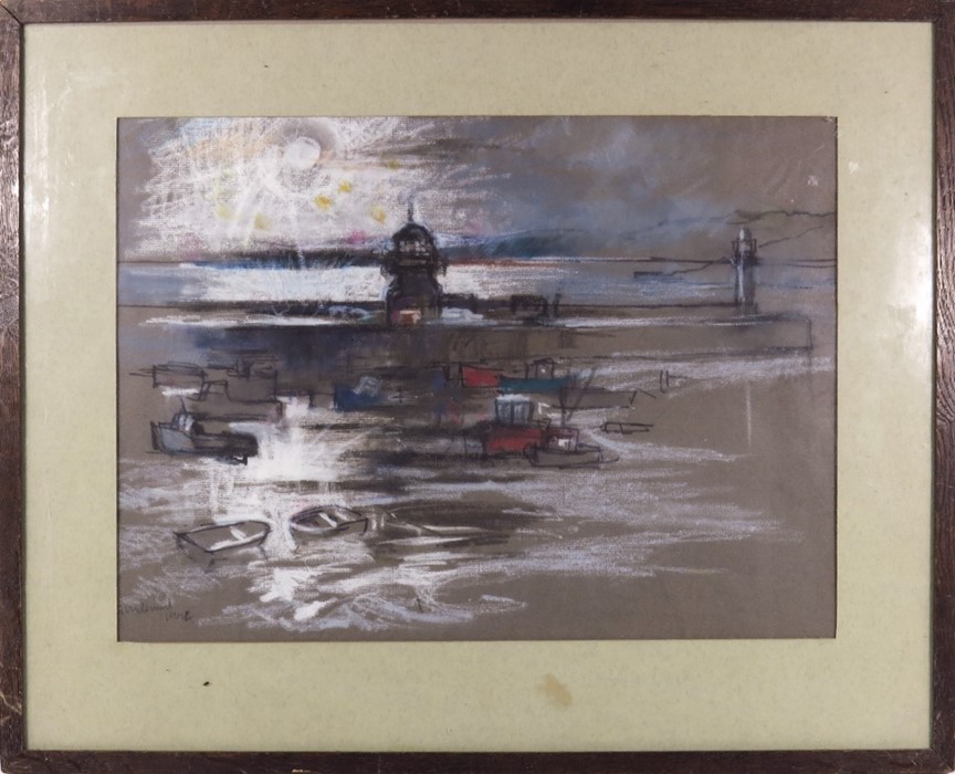 † Geoffrey Underwood (British, 1927-2000), Sunrise St. Ives Harbour, pen & crayon, signed and dated - Image 2 of 3