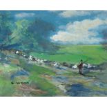 Sandra Wood (b. 1960), Landscape with Shepherd
