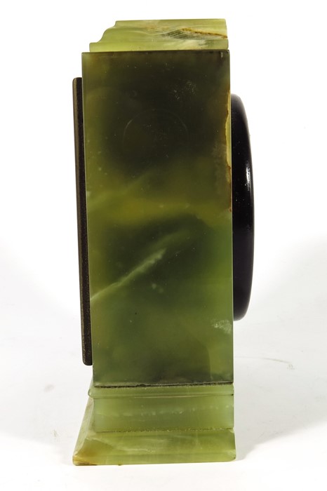 An Art Deco green onyx mantle clock by Elliott - Image 5 of 5