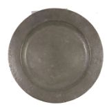 A George II or George III pewter plain rimmed plate, Robert Bush of Bristol (OP737, PS1229