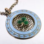 A Norwegian silver gilt and enamelled pendant on chain