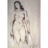 Fortunino Matania RI (1881-1963), Nude Portrait, pastel, signed, 34cm x 25cm, framed