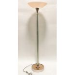 An Art Deco uplighter floor lamp, French circa 1930s, the central glass fluted column support mounte