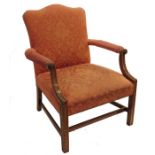 A George II style Chippendale upholstered open armchair