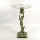 WMF, a Jugendstil silver plated and glass figural tazza