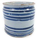 A Delft blue and white cylindrical pot