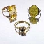 Three rings including Art Deco