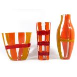 Carlo Moretti, three Murano glass vases