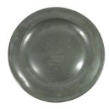 A George II pewter narrow rim dish, Allen Birght of Bristol and Colwall (Cotterell 574