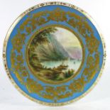 A pair of Davenport scene painted plates, circa 1815