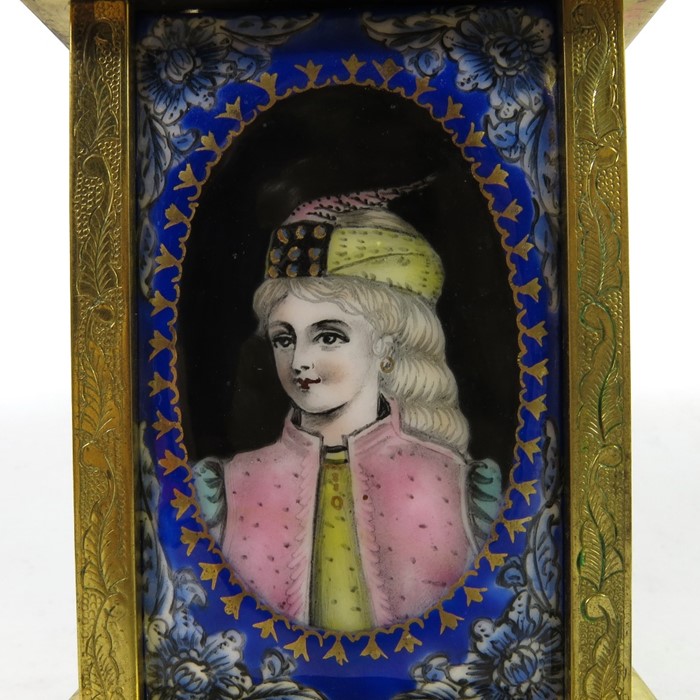 A gilt brass and enamelled mantle timepiece - Image 6 of 12