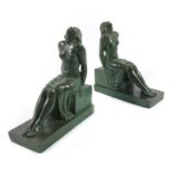 Max Le Verrier, a pair of Art Deco bronze bookends