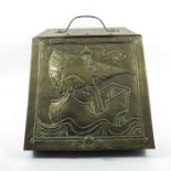 John Pearson, an Arts and Crafts brass coal scuttle