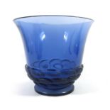 Rene Lalique, a blue Monaco glass vase