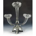 An Arts and Crafts silver plated and Cairngorm glass epergne, Stuart and Sons