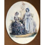 C. Bommion (19th century), Sisters to the Count of Touraines, watercolour, signed and dated 1839, 23