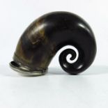 A Victorian silver and horn snuff mull, Nathniel Mills