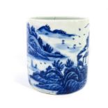 A Chinese blue and white brush pot, Guangxu mark and of the period