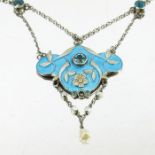 An Arts and Crafts silver and enamelled necklace