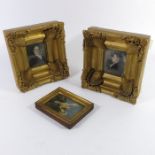 Two 19th century portraits on ivory of a gentleman in profile and head on